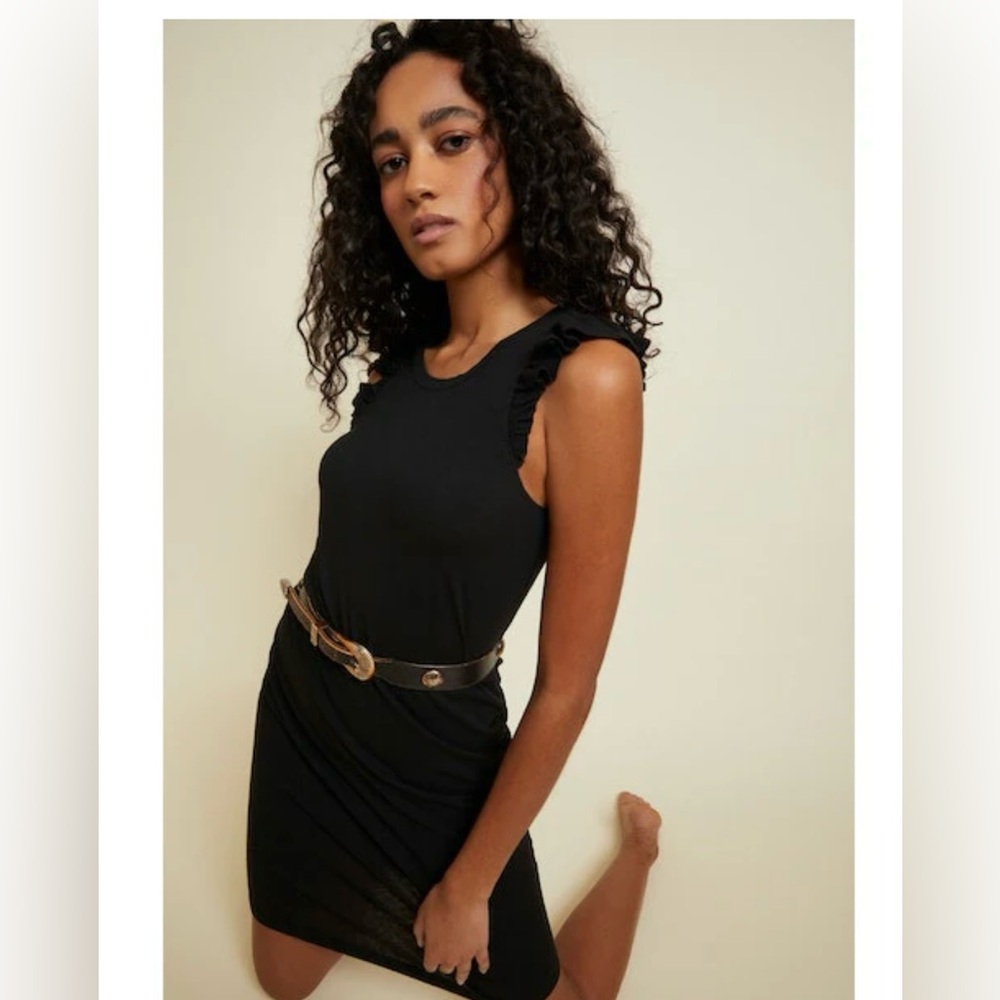 Women’s Nation LTD Steffi black dress with ruffled sleeves